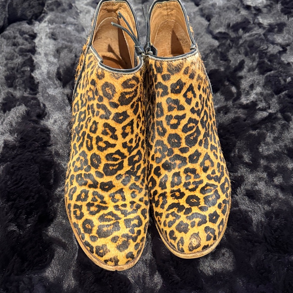 Sofft Leopard Print Ankle Booties in Brown and Black